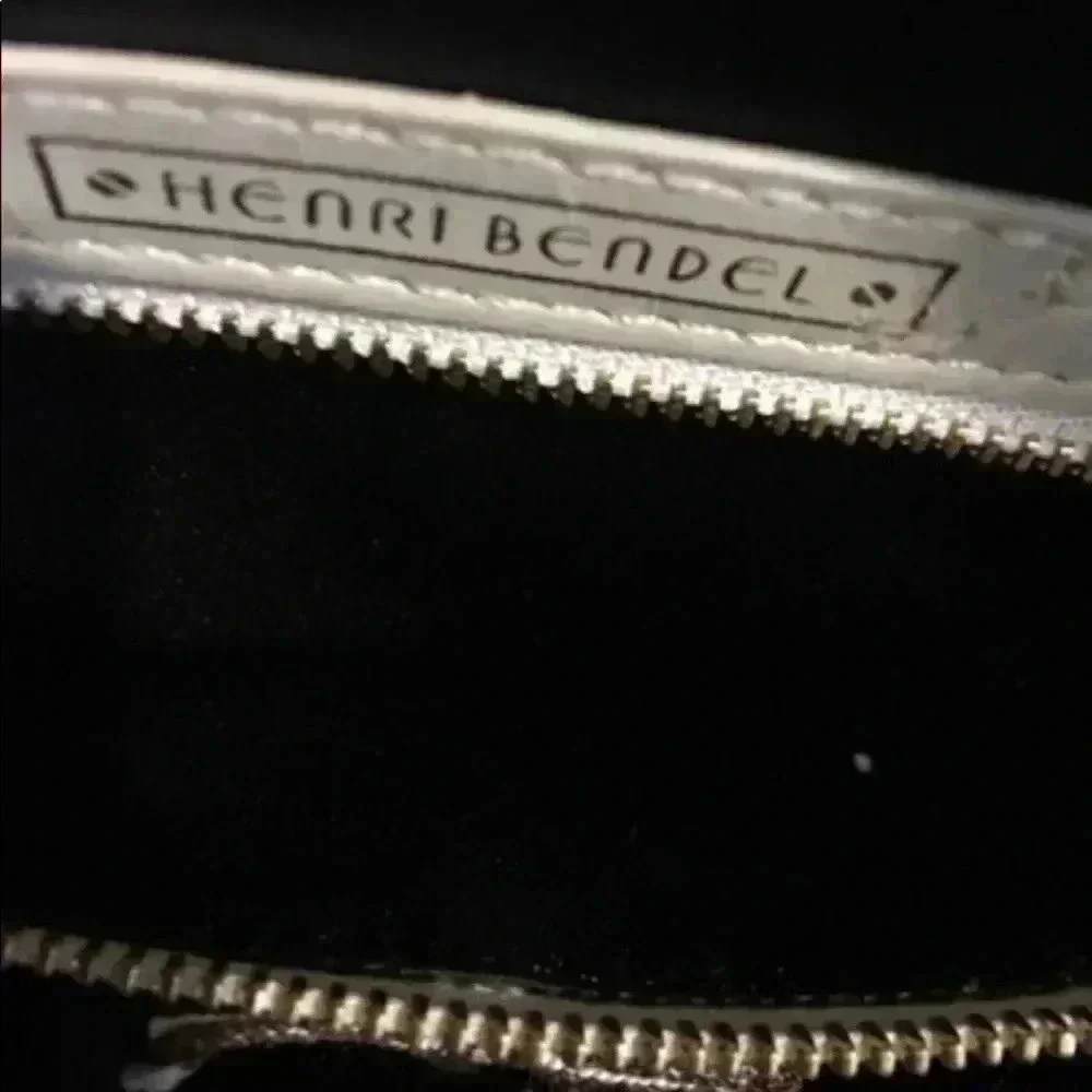 Bendel Bendel black leather beige woven satchel handbag